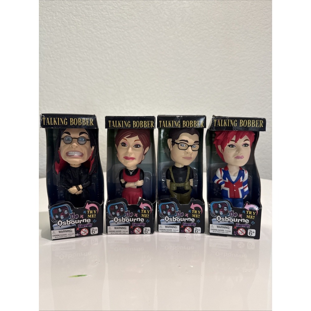 The Osbourne Family-Talking Bobber Bobbleheads-2002- Ozzy, Sharon, Kelly & Jack